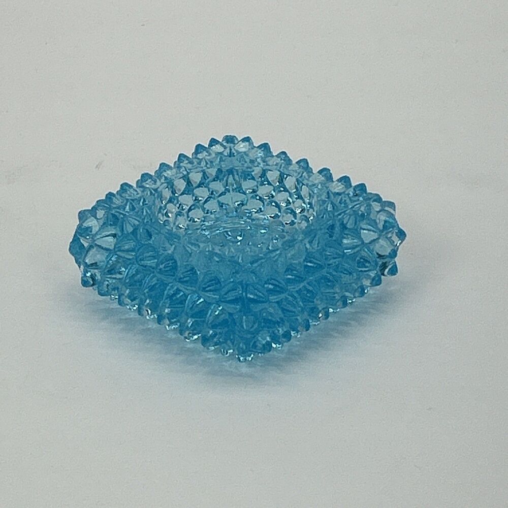 Vintage Brooke Glass Company Aqua Blue Hobnail Salt Cellar Tea Light Holder